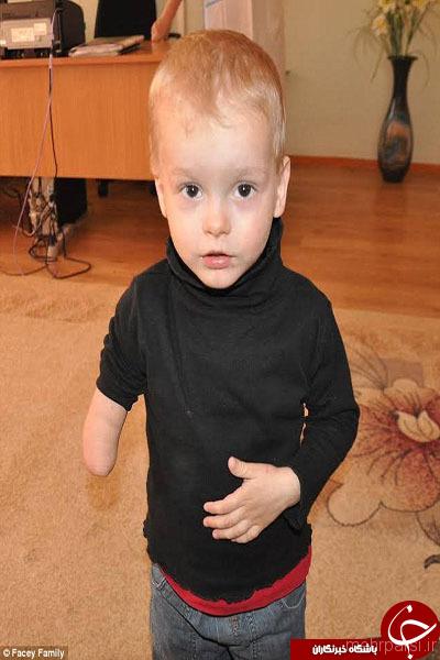 پسر بچه 4 ساله قزاقستانی بدون دست بدنیا آمد + عکس